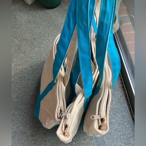 3 Canvas Bags, ready to decorate zips..12x17“ turquoise/cream.Never used project - Picture 2 of 3